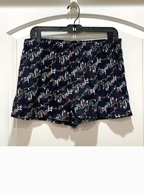 New Victoria's Secret Pink Medium Black Christmas Holiday Lights Pajama Shorts